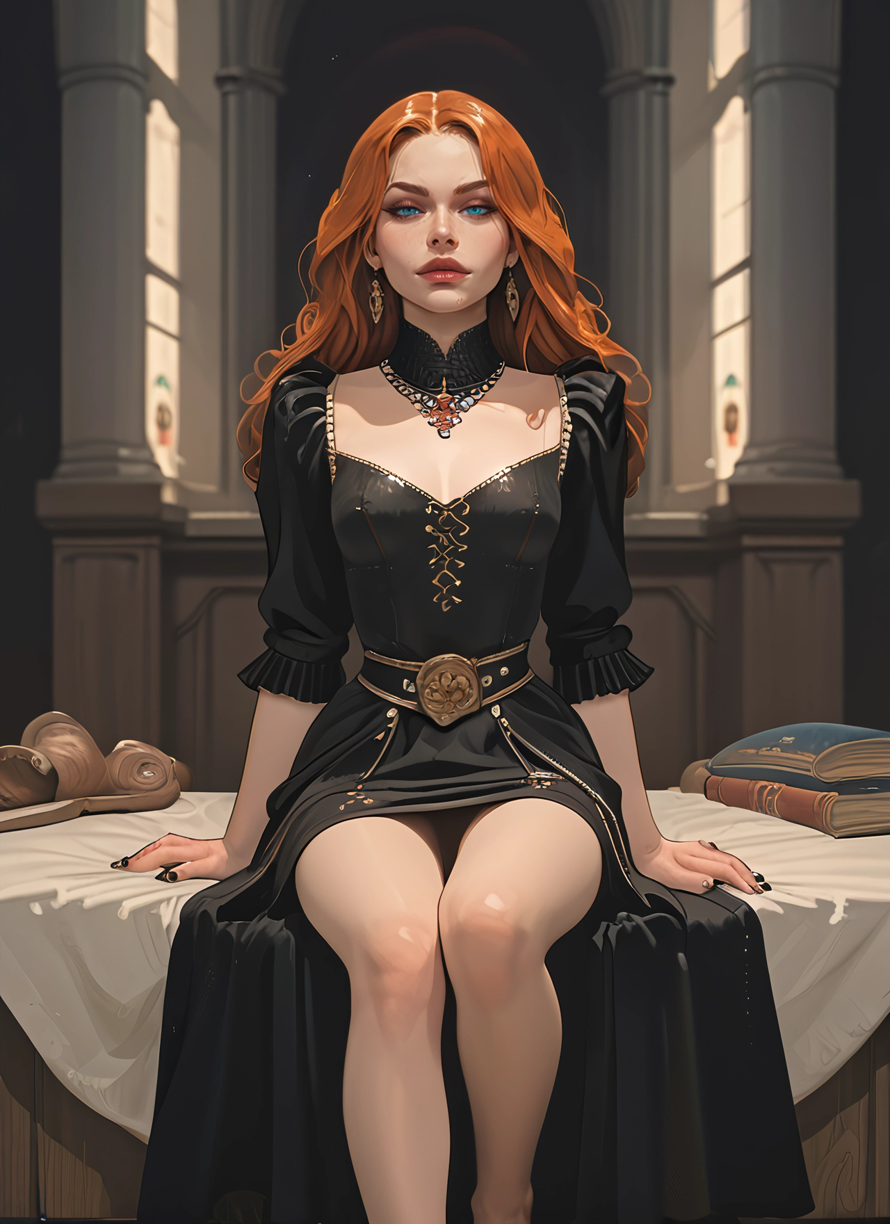 1girl, jewelry, solo, earrings, blue eyes, book · Yamete.gg