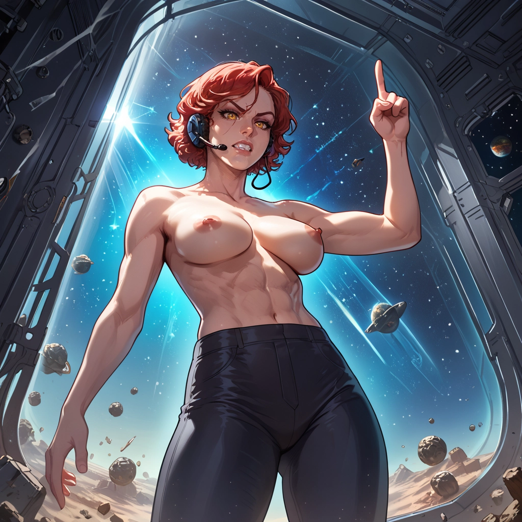 1girl, breasts, nipples, muscular female, topless, solo · Yamete.gg