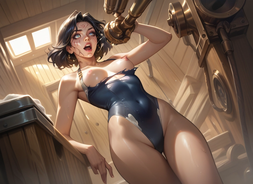 1girl, breasts, nipples, swimsuit, blue eyes, solo · Yamete.gg
