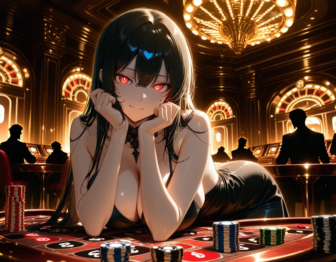 breasts, dress, mole under eye, 1girl, red eyes, mole · Yamete.gg