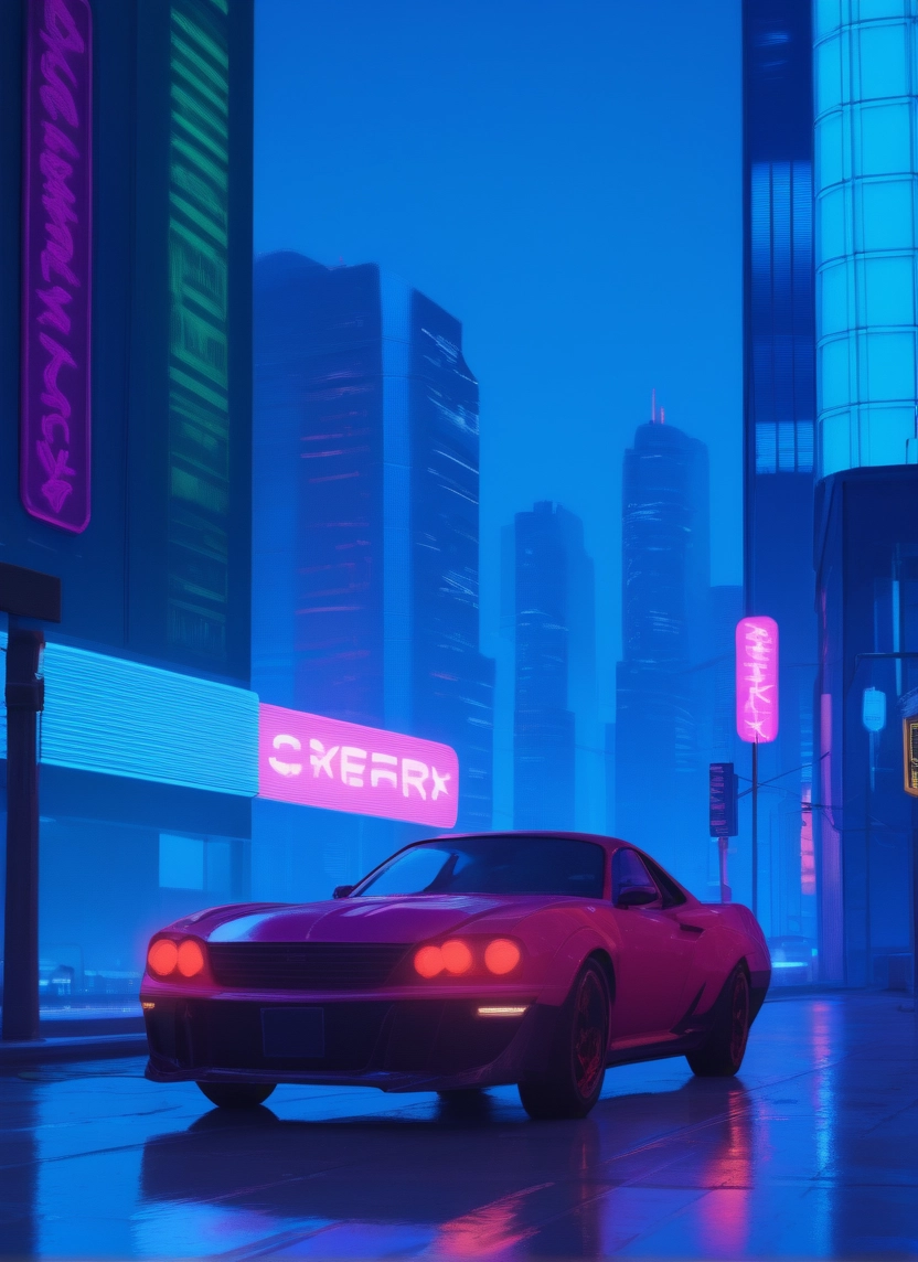 car, motor vehicle, ground vehicle, no humans, night, city · Yamete.gg