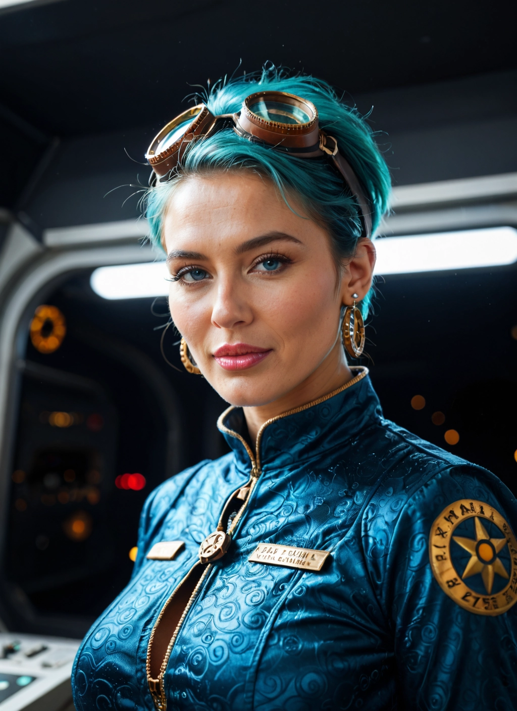 1girl, solo, jewelry, earrings, goggles, goggles on head · Yamete.gg