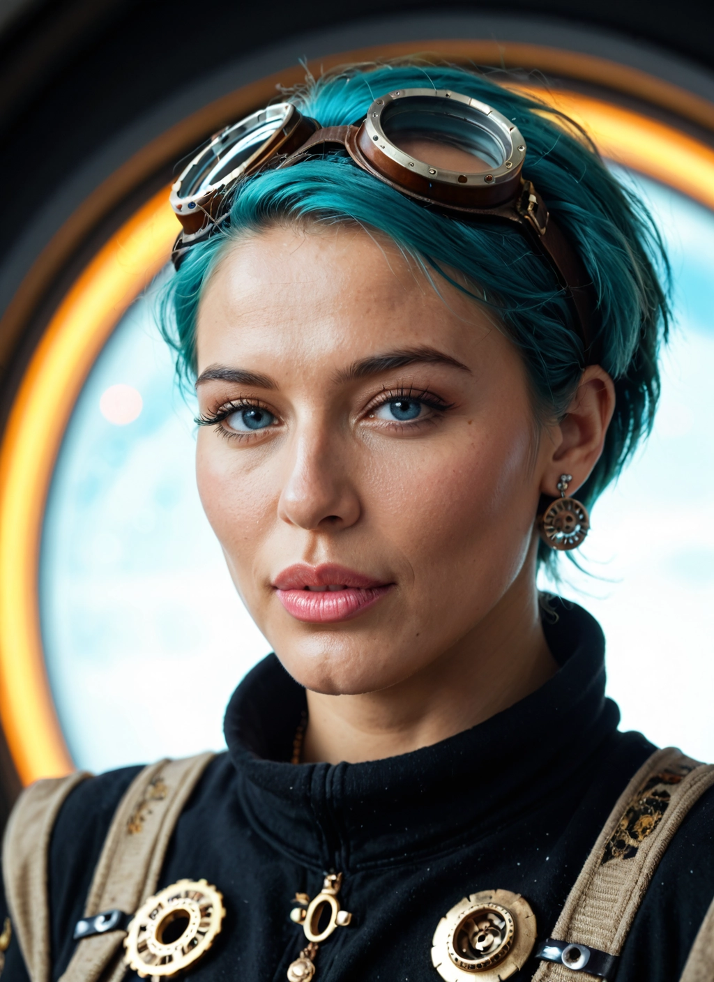 solo, 1girl, goggles, jewelry, earrings, goggles on head · Yamete.gg
