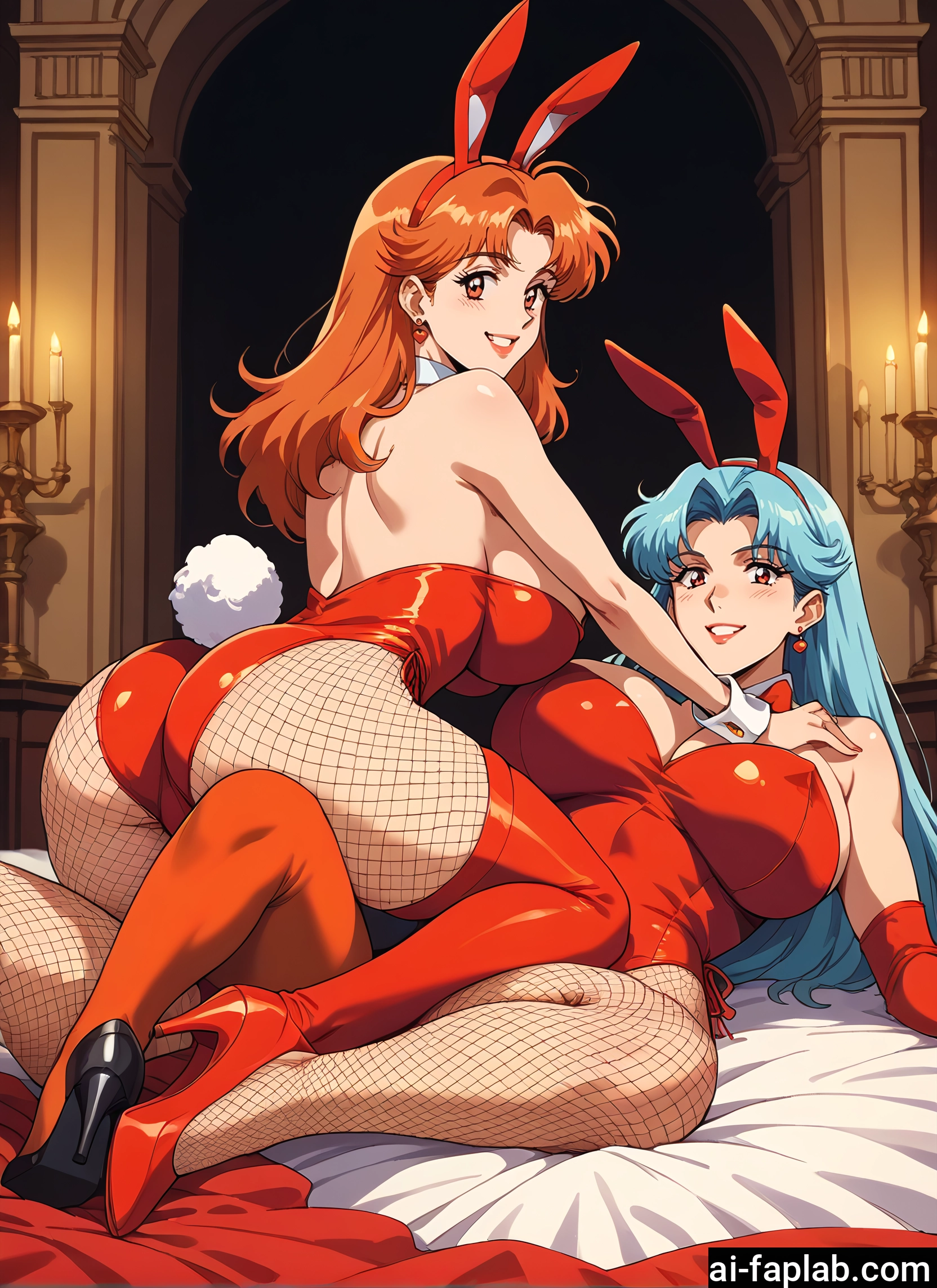 animal ears, multiple girls, 2girls, breasts, rabbit ears, playboy bunny · Yamete.gg