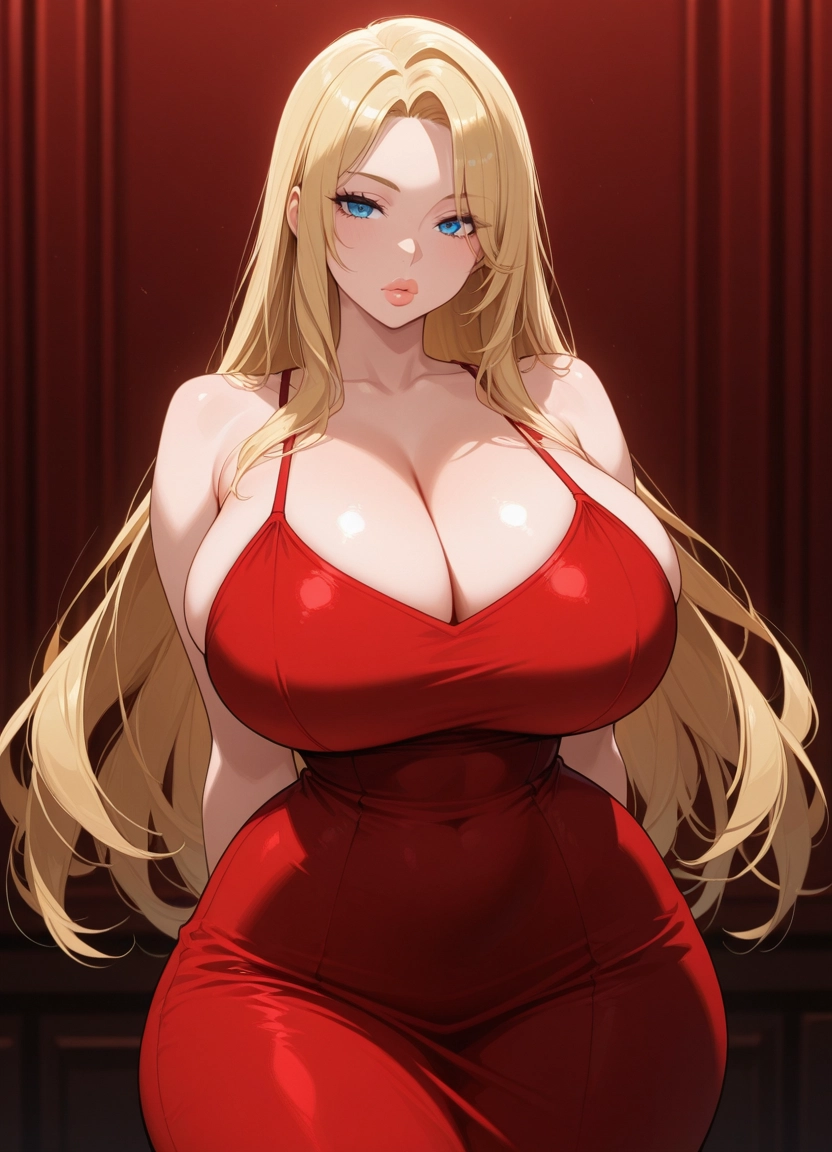 1girl, breasts, dress, cleavage, solo, blue eyes
