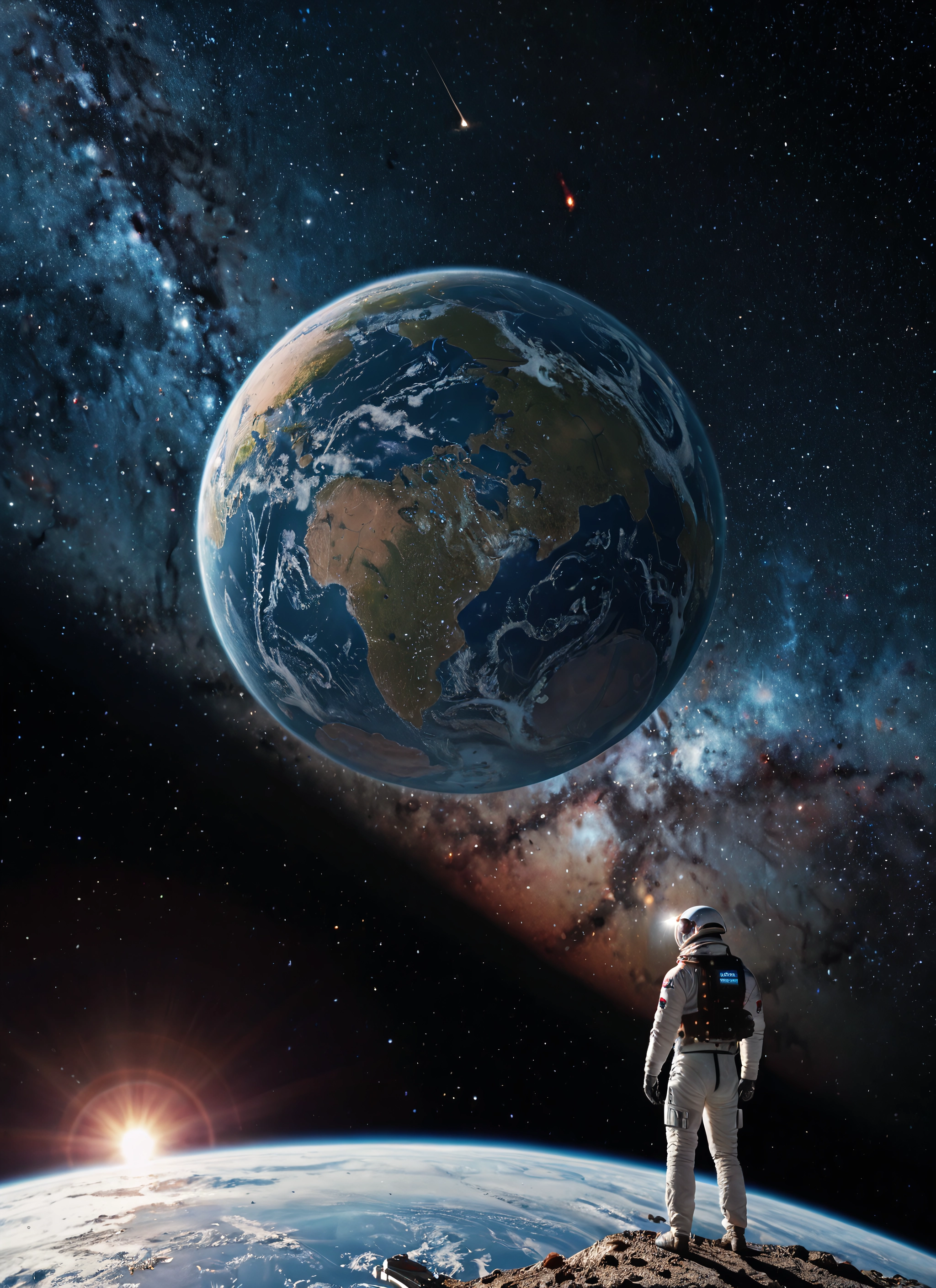 planet, space, astronaut, earth (planet), spacesuit, star (sky) · Yamete.gg