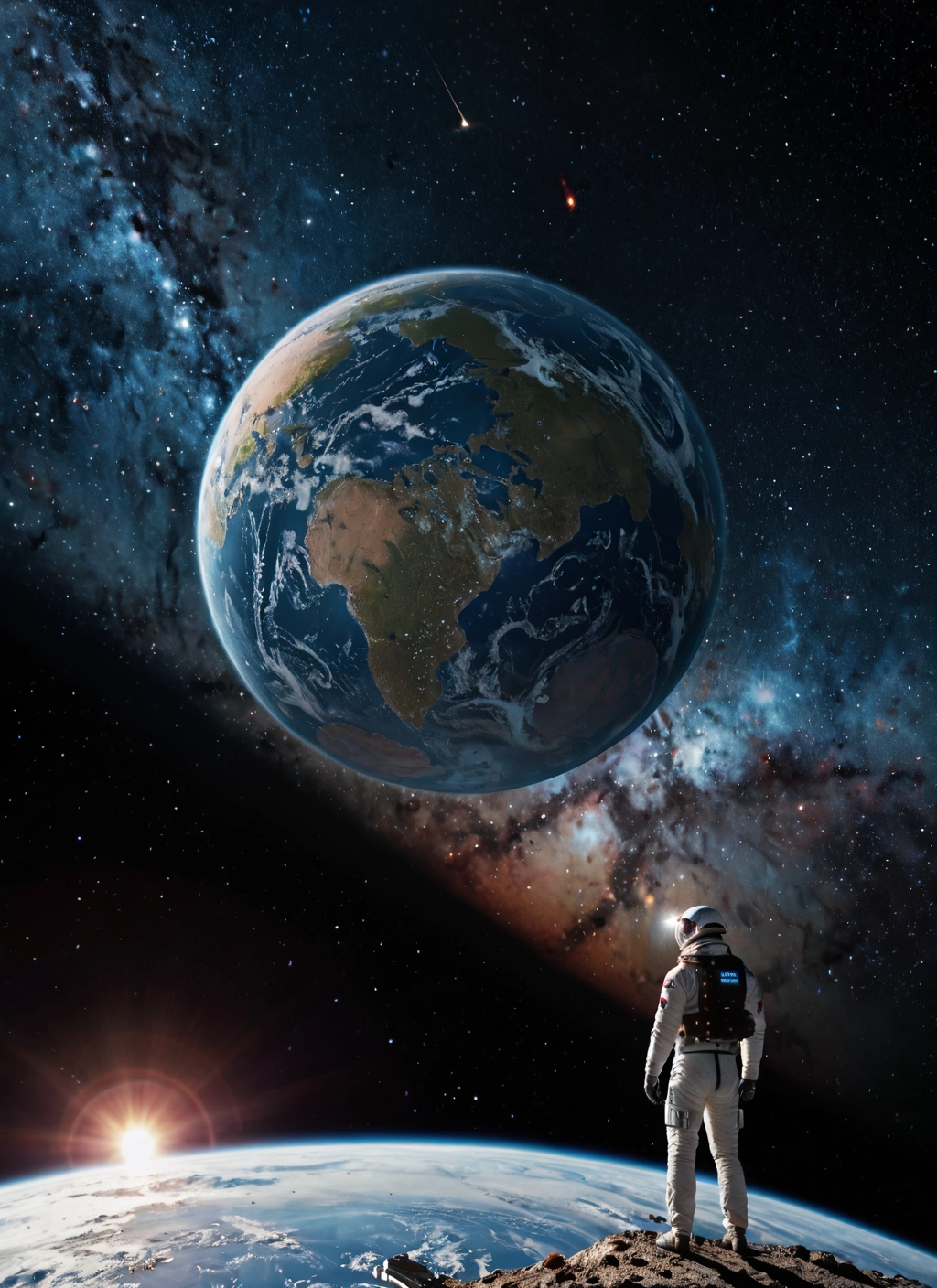 planet, space, astronaut, earth (planet), spacesuit, star (sky)