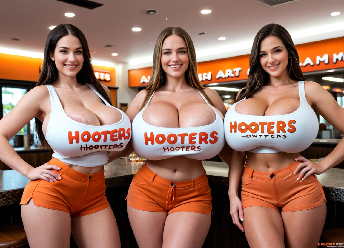 multiple girls, breasts, shorts, 3girls, cleavage, brown hair · Yamete.gg
