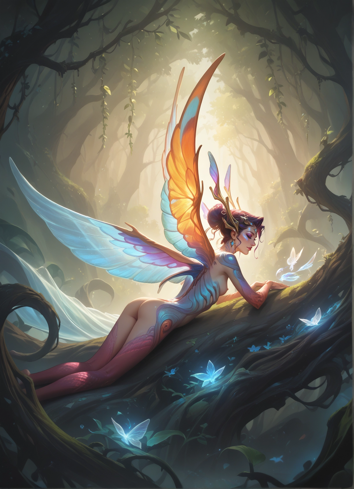 1girl, wings, bug, ass, butterfly, breasts · Yamete.gg