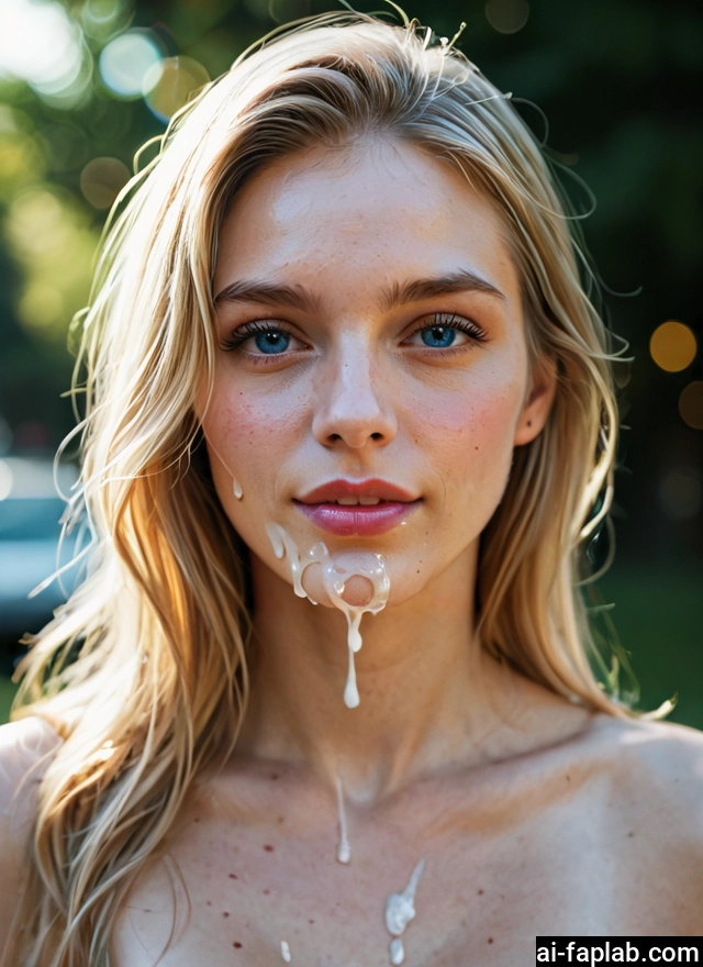 1girl, solo, cum, blonde hair, blue eyes, cum in mouth