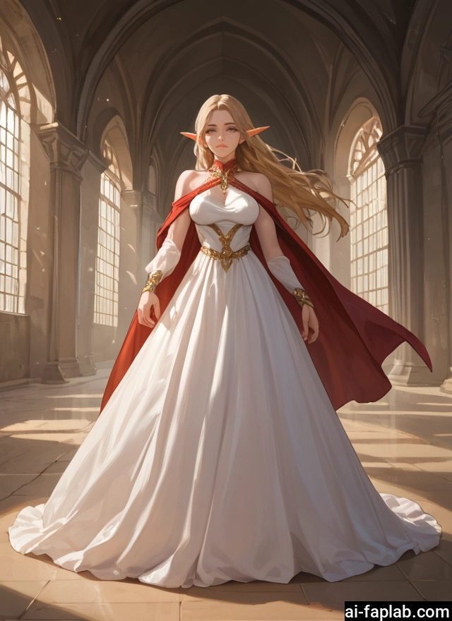 1girl, pointy ears, dress, blonde hair, long hair, solo · Yamete.gg