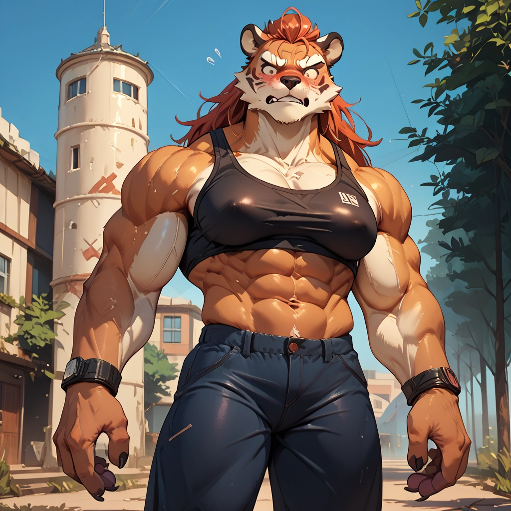 bara, furry, muscular, animal ears, abs, muscular male · Yamete.gg