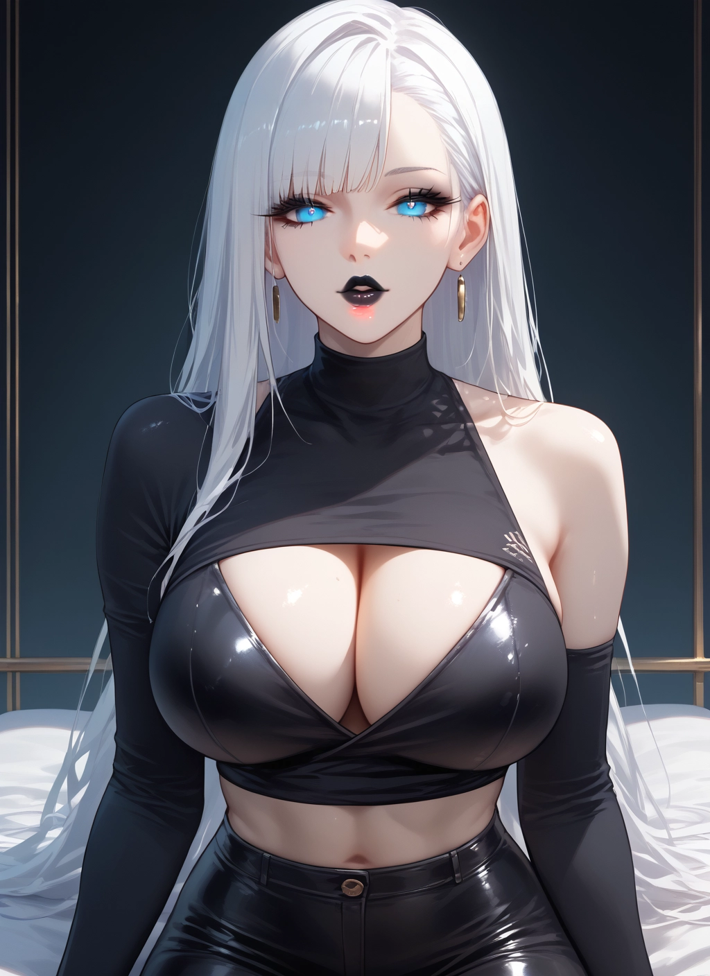 breasts, 1girl, jewelry, earrings, long hair, large breasts · Yamete.gg