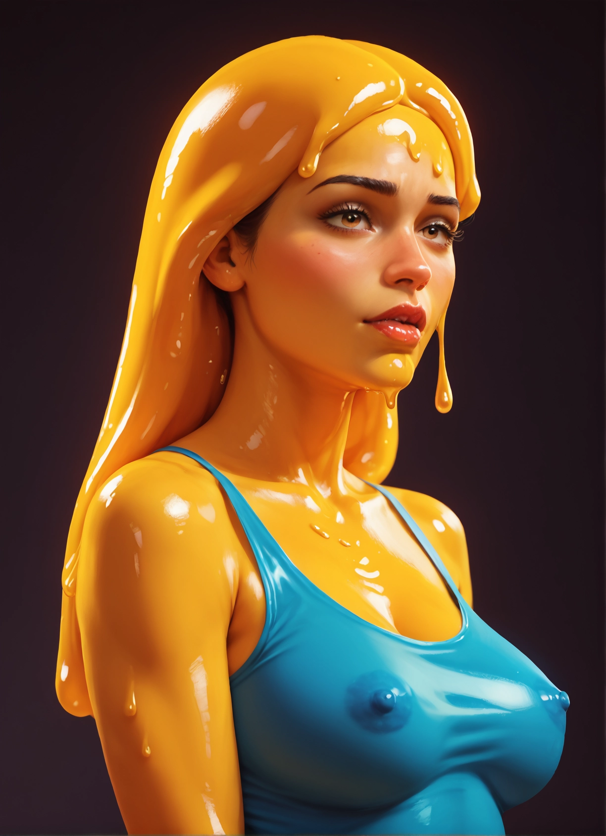 1girl, solo, breasts, slime girl, monster girl, covered nipples · Yamete.gg
