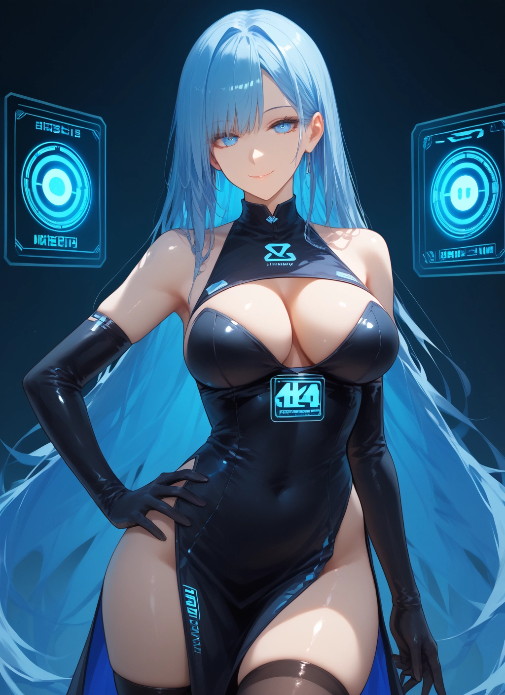 breasts, 1girl, long hair, gloves, thighhighs, solo · Yamete.gg