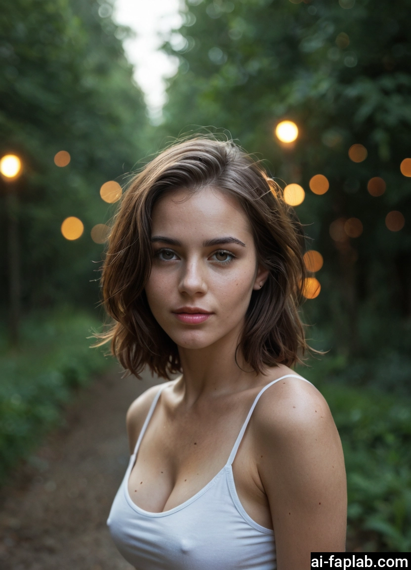 1girl, solo, breasts, cleavage, covered nipples, brown hair · Yamete.gg