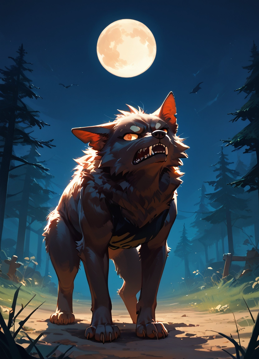 furry, moon, night, full moon, no humans, open mouth · Yamete.gg