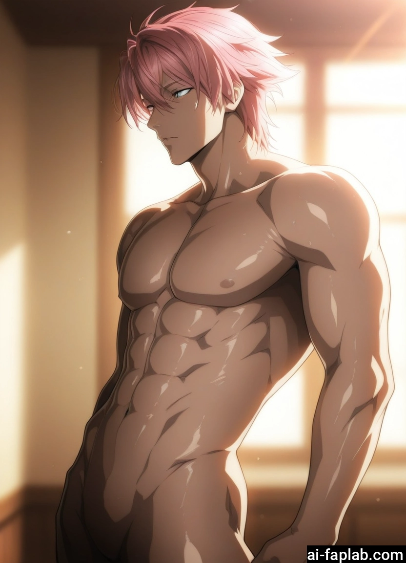 bara, male focus, 1boy, solo, abs, nude