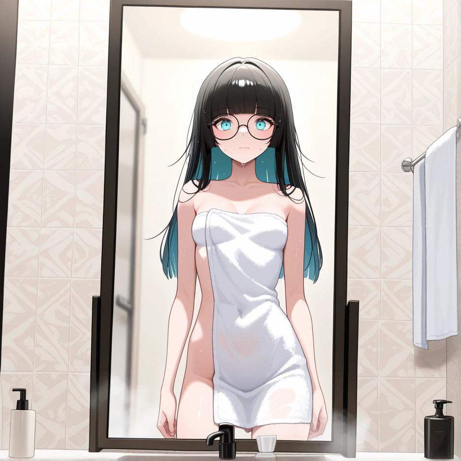 1girl, breasts, nipples, solo, glasses, nude · Yamete.gg