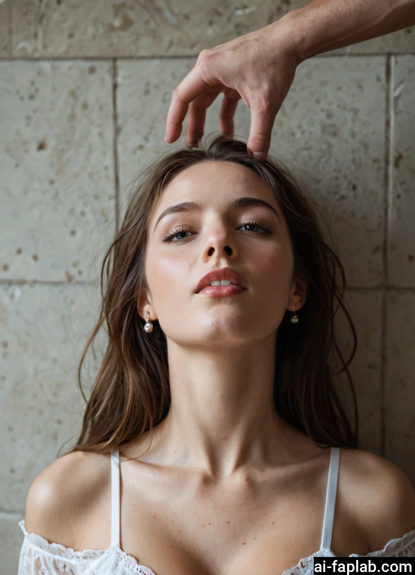 1girl, photo (medium), jewelry, earrings, solo focus, brown hair