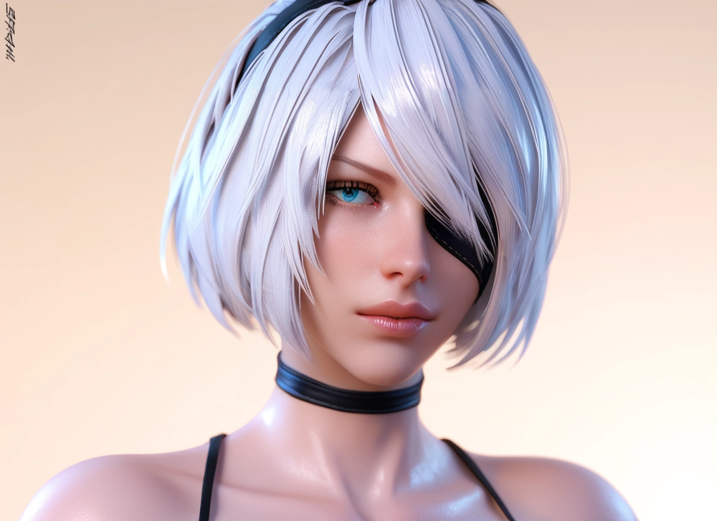 1girl, solo, blue eyes, short hair, hairband, choker · Yamete.gg