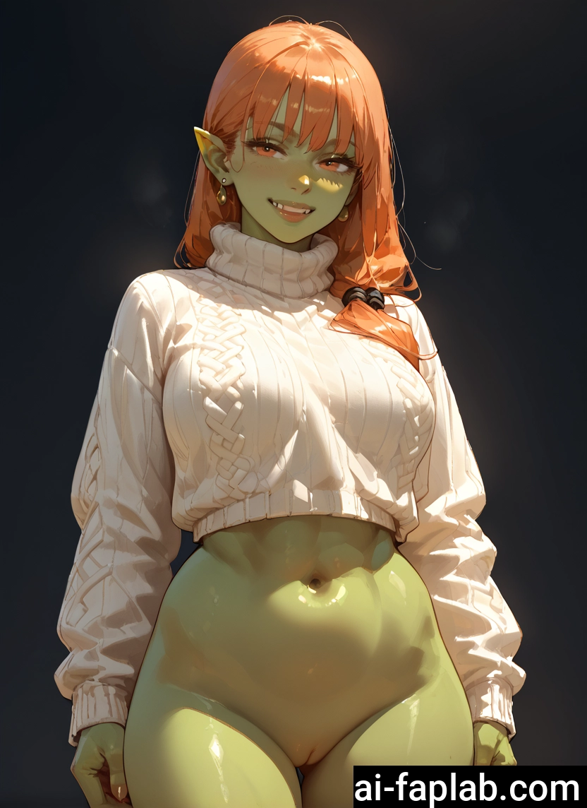 1girl, solo, sweater, pussy, navel, jewelry · Yamete.gg