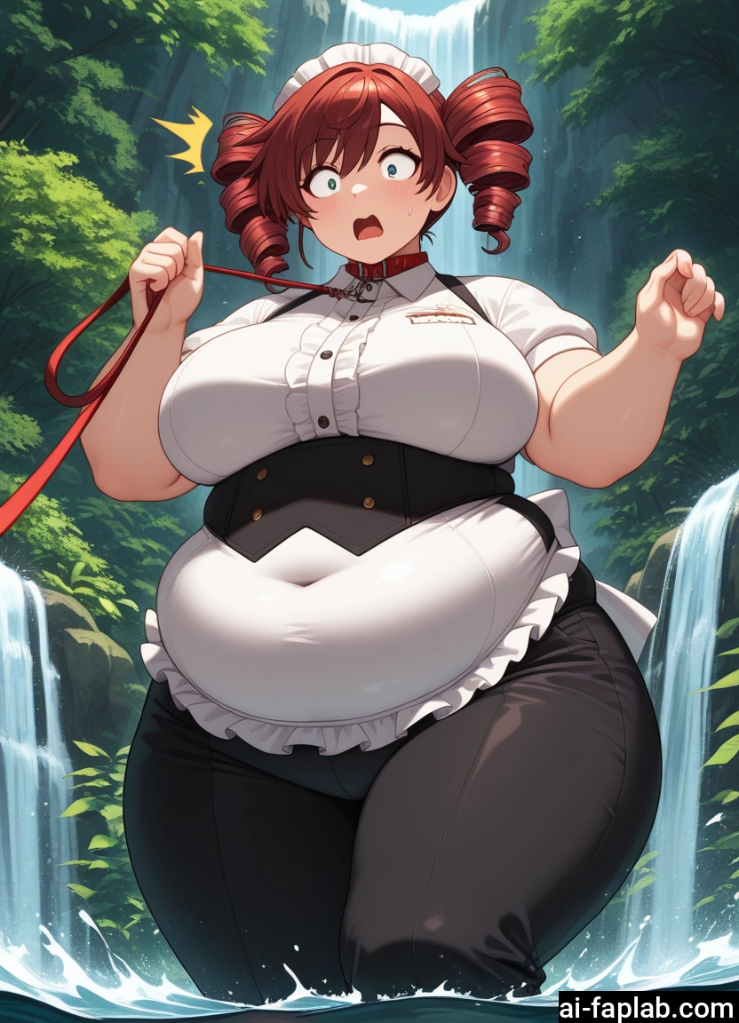 1girl, breasts, leash, collar, water, drill hair · Yamete.gg