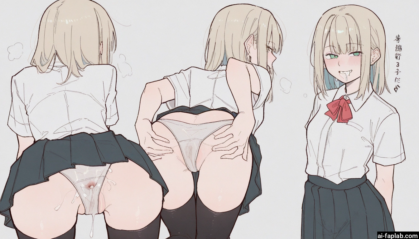 1girl, underwear, panties, skirt, thighhighs, ass