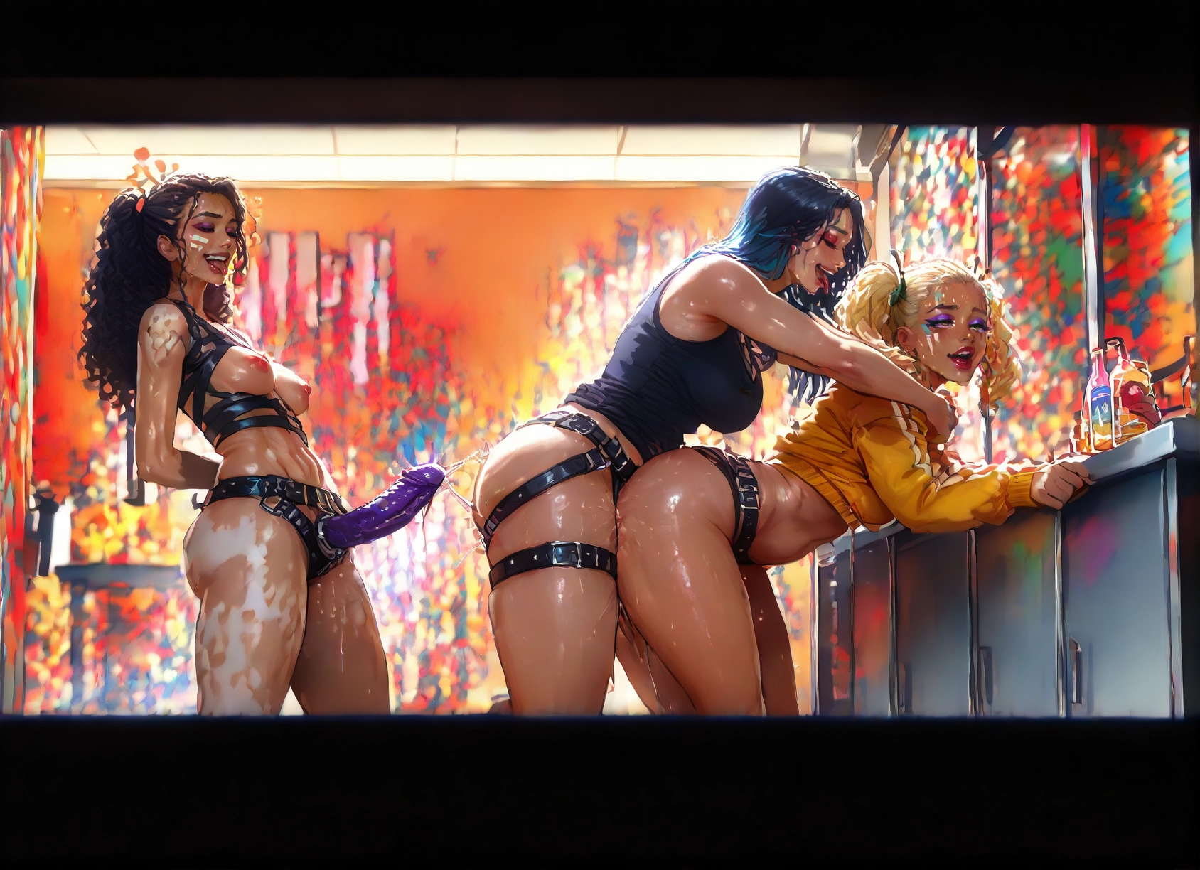 futanari, multiple girls, 2girls, breasts, nipples, blonde hair · Yamete.gg
