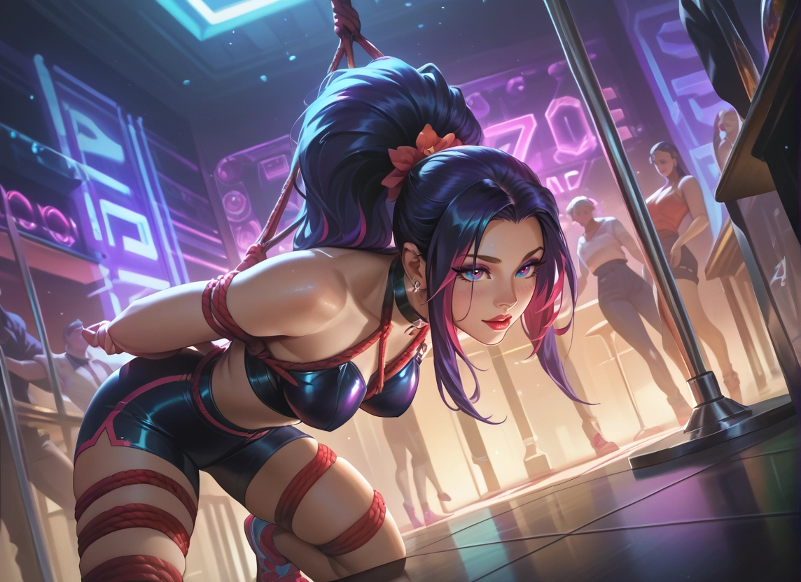 bound, bdsm, bondage, breasts, multicolored hair, shibari · Yamete.gg
