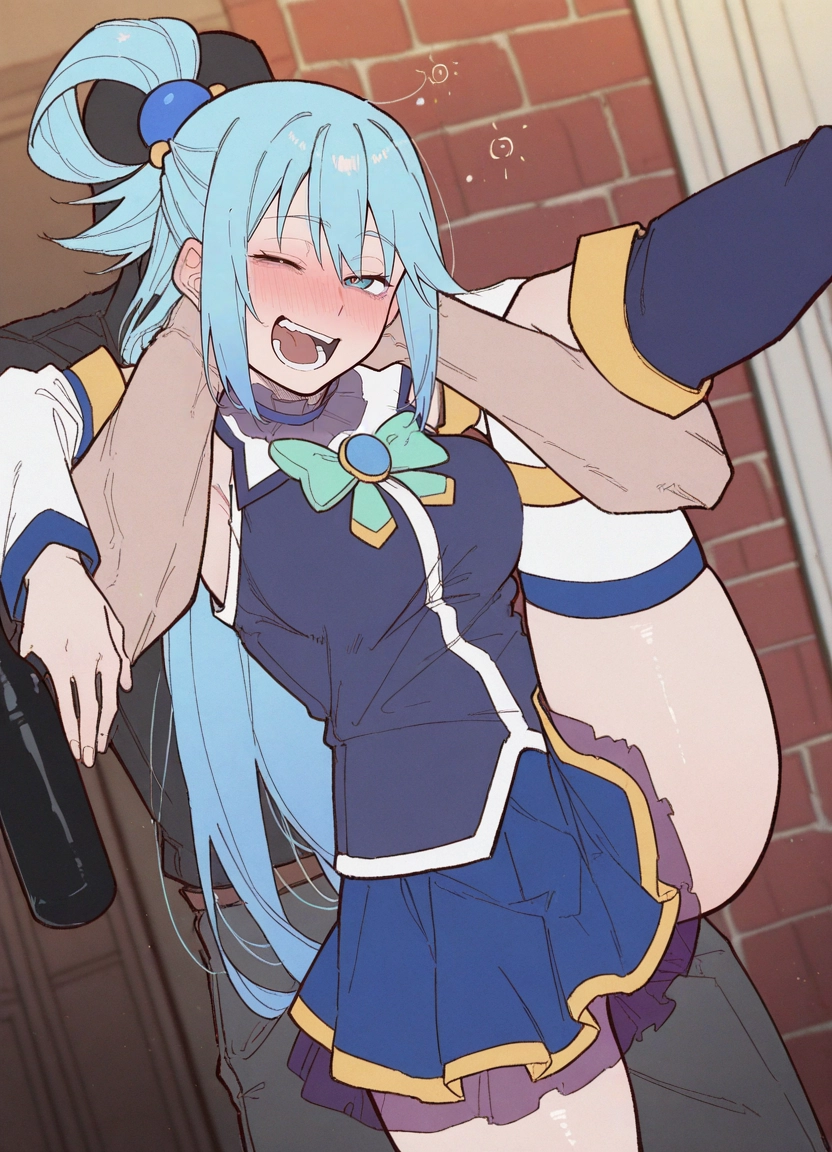 1girl, 1boy, detached sleeves, drunk, open mouth, long hair · Yamete.gg