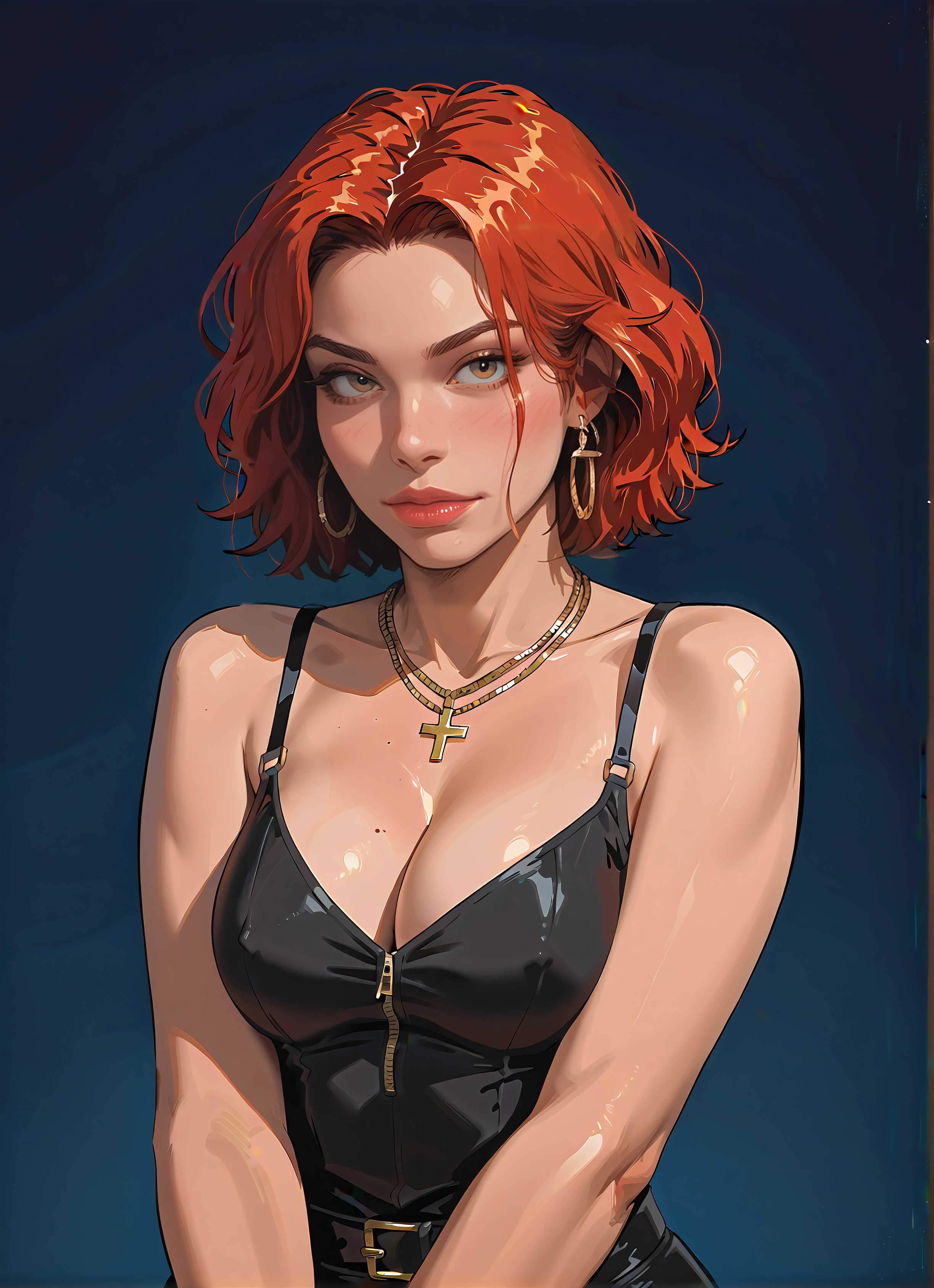 1girl, breasts, jewelry, earrings, solo, cleavage · Yamete.gg