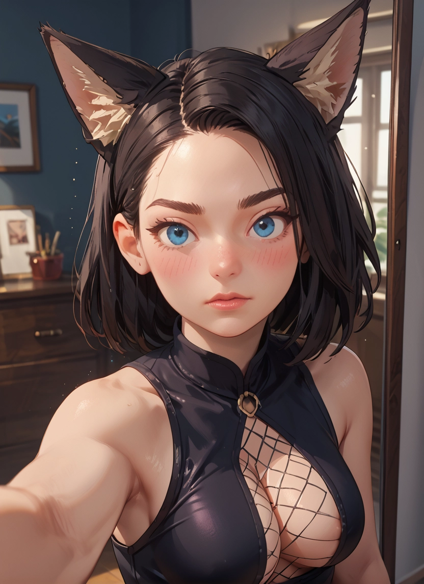 1girl, breasts, animal ears, blue eyes, solo, looking at viewer · Yamete.gg