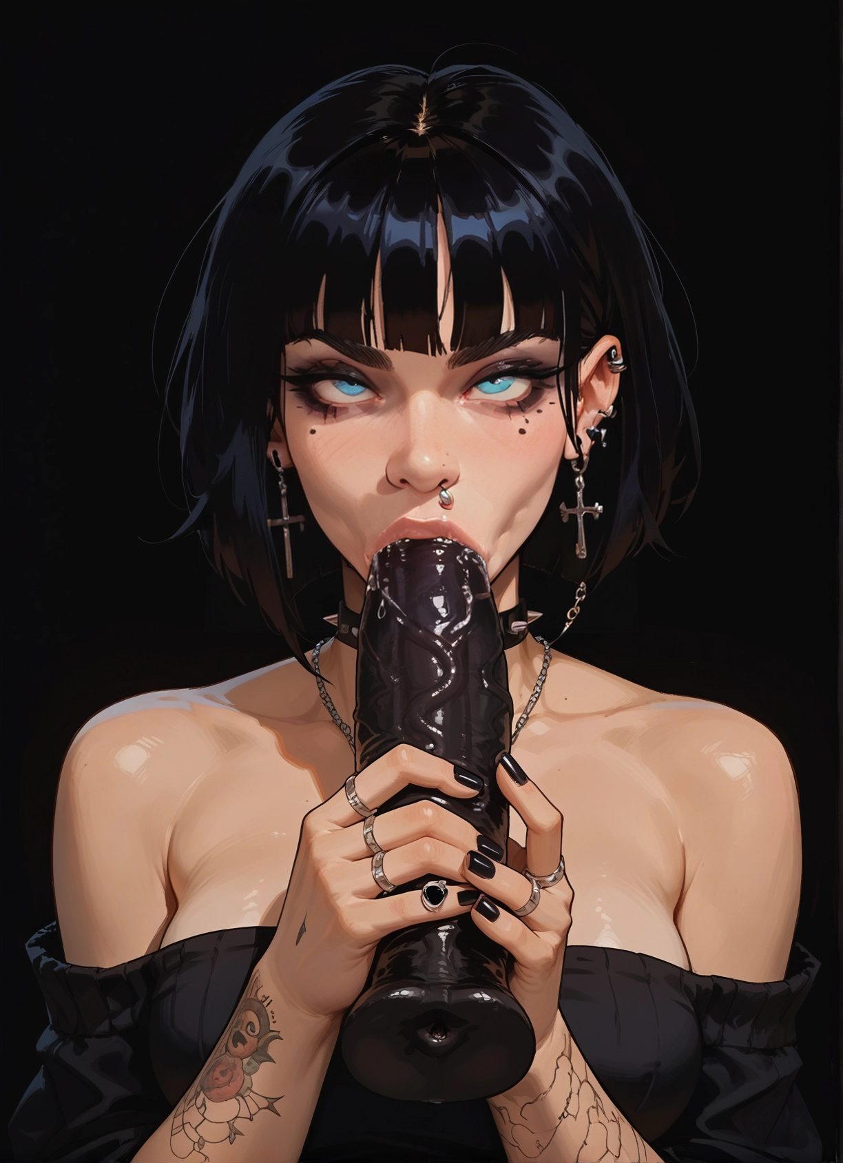 1girl, penis, jewelry, oral, fellatio, piercing · Yamete.gg