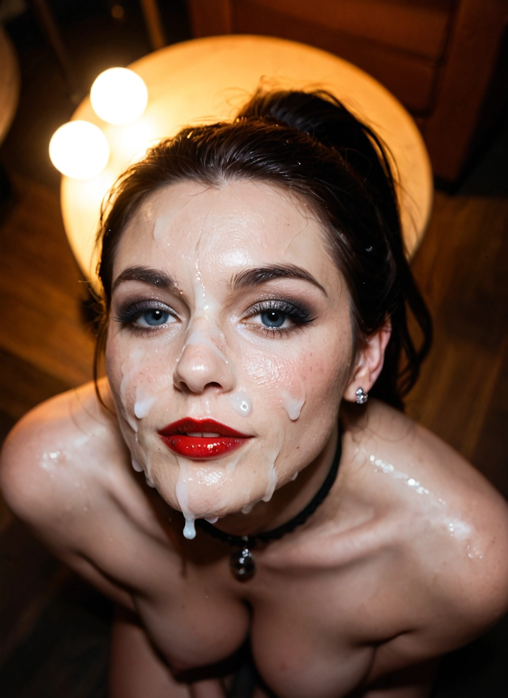 1girl, solo, cum, facial, breasts, jewelry · Yamete.gg