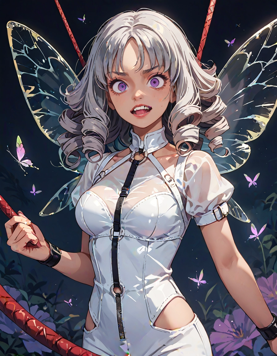 1girl, solo, wings, bug, breasts, purple eyes · Yamete.gg