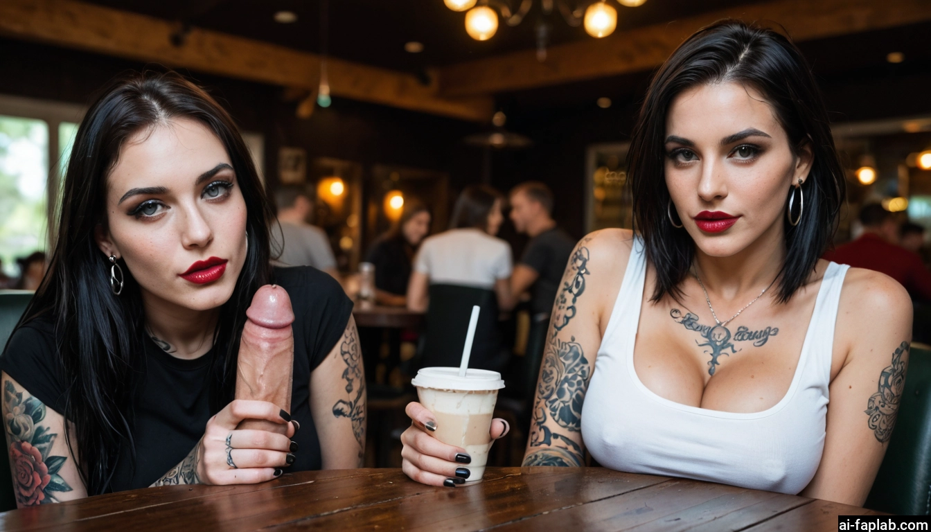 futanari, penis, breasts, tattoo, jewelry, earrings