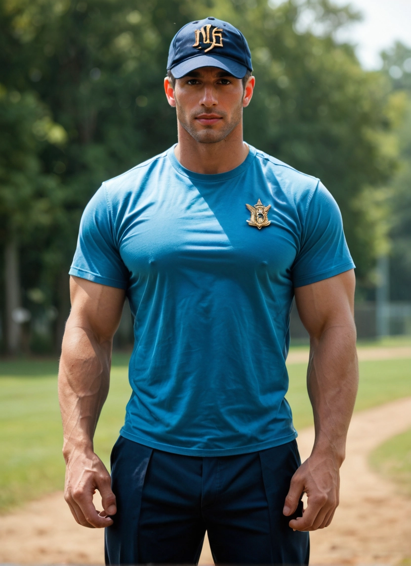 bara, 1boy, male focus, solo, facial hair, hat · Yamete.gg