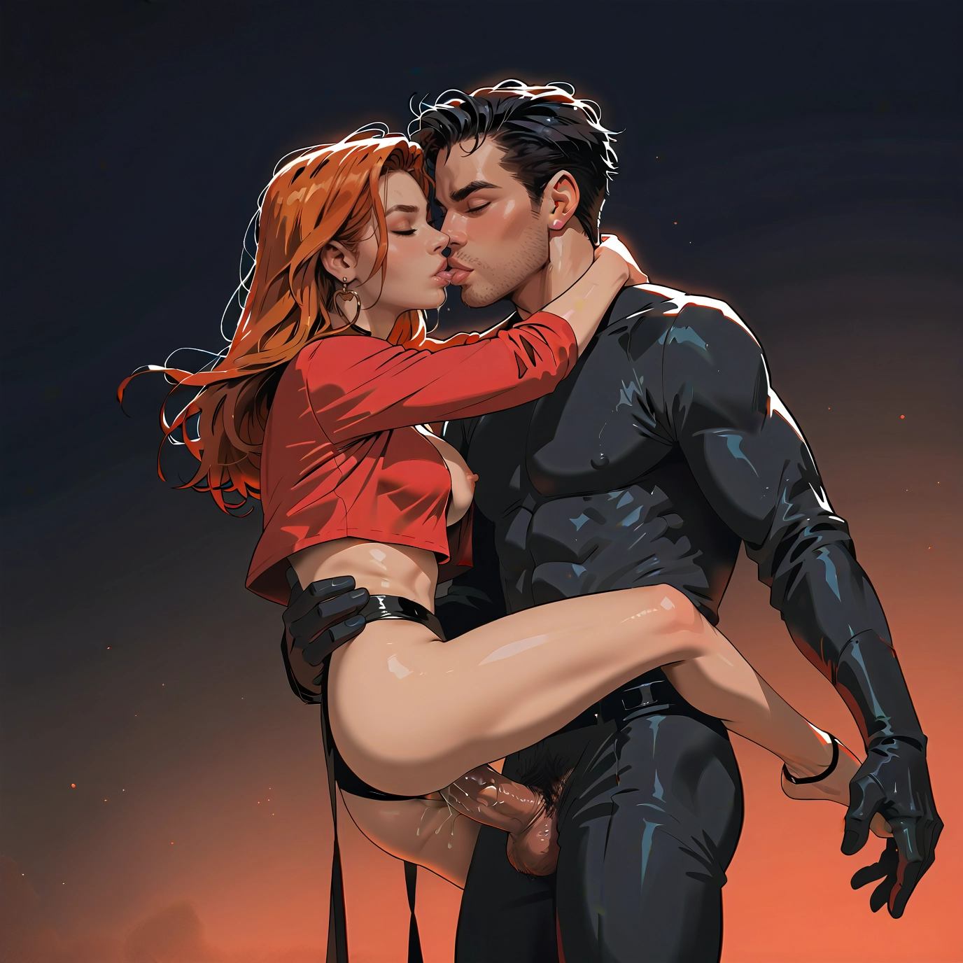 1girl, 1boy, penis, hetero, breasts, kiss · Yamete.gg