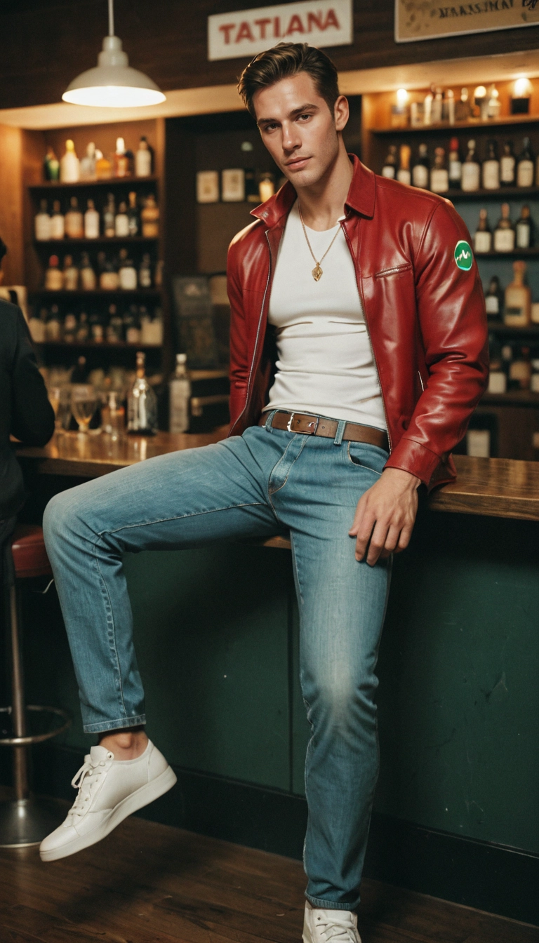 bar (place), pants, denim, male focus, jeans, 1boy · Yamete.gg