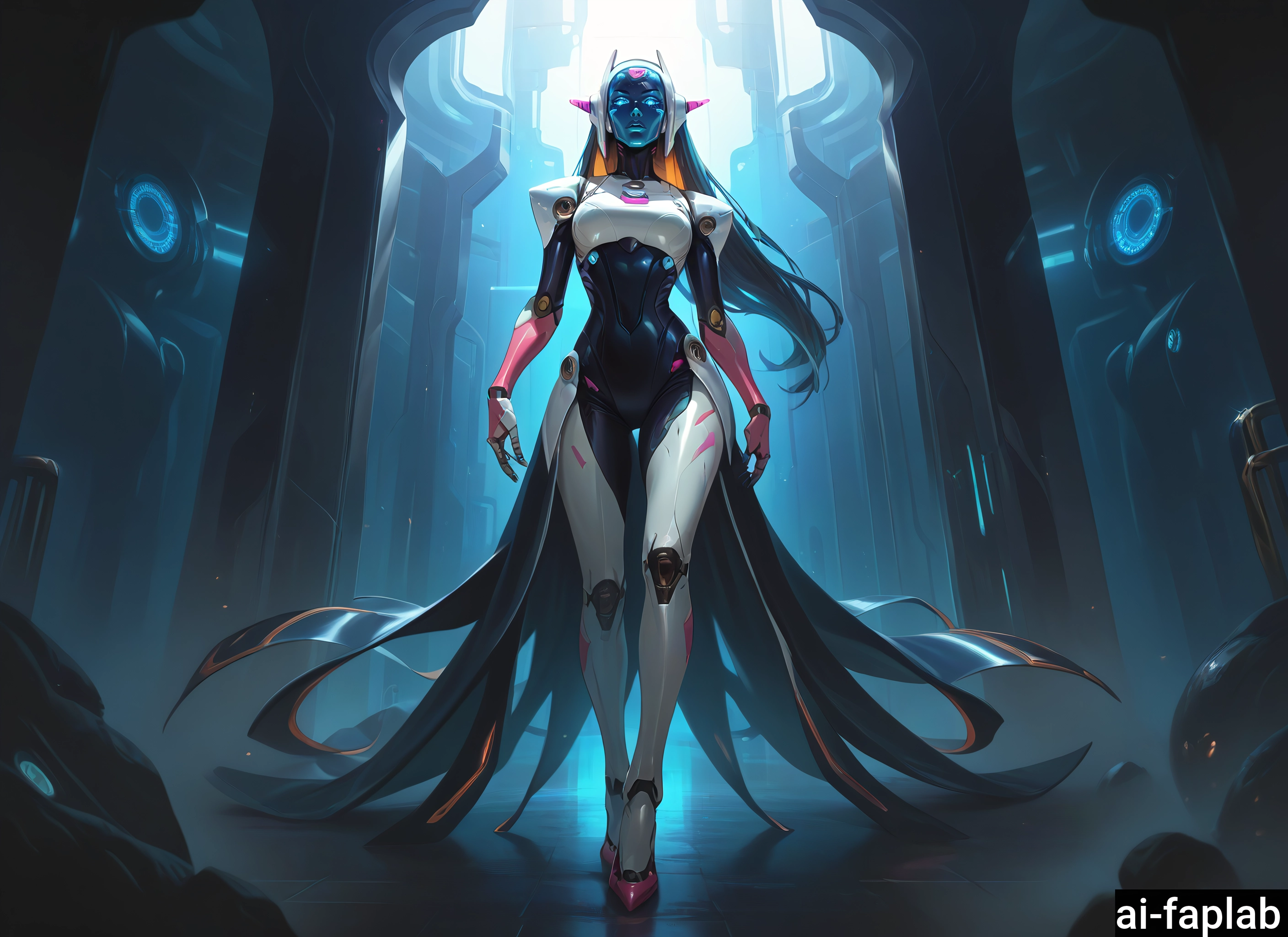 1girl, solo, long hair, full body, breasts, robot · Yamete.gg