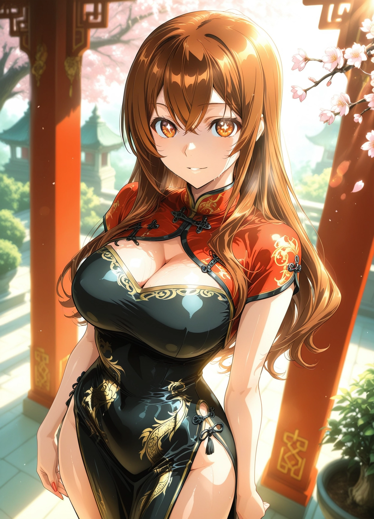 1girl, breasts, chinese clothes, dress, china dress, solo · Yamete.gg