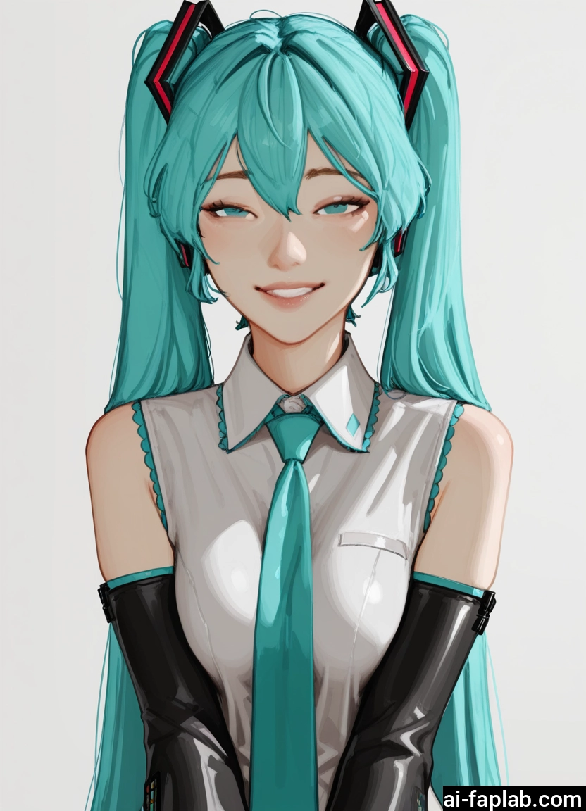 1girl, solo, twintails, long hair, necktie, smile · Yamete.gg