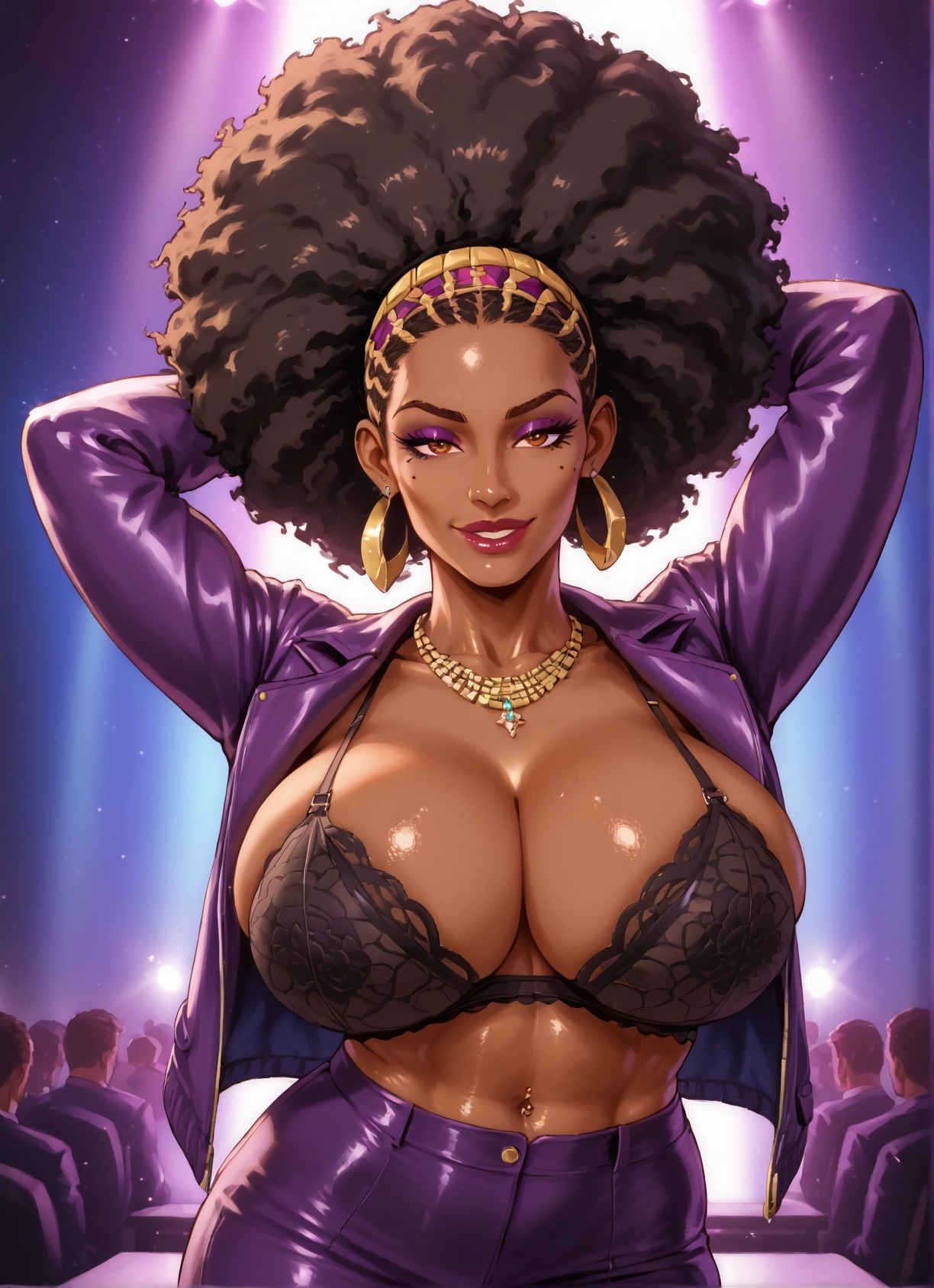 breasts, 1girl, underwear, jewelry, dark skin, bra · Yamete.gg
