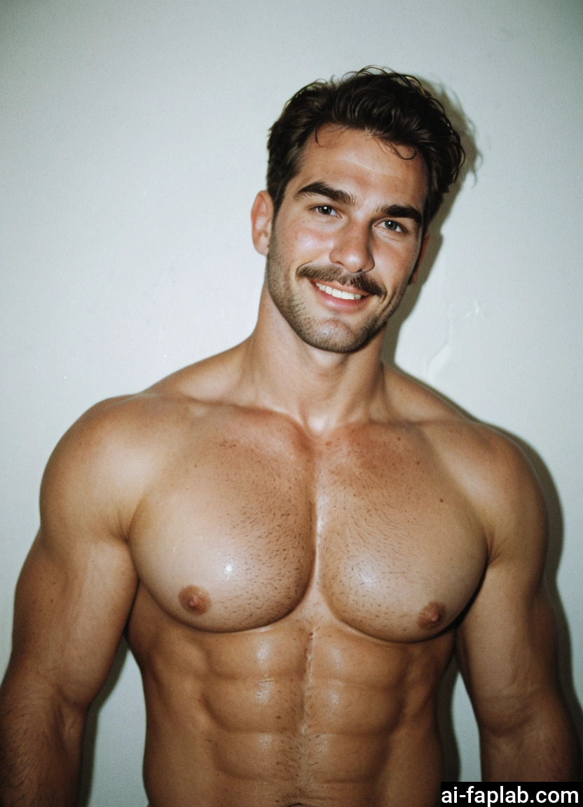 bara, 1boy, male focus, solo, muscular, nipples