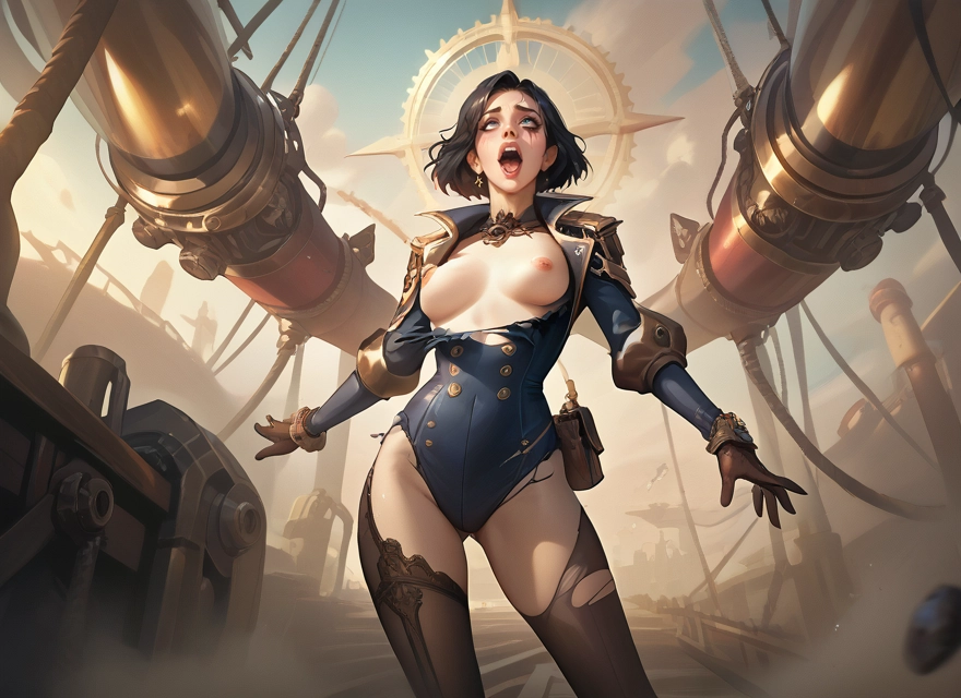 1girl, breasts, nipples, torn clothes, solo, jewelry · Yamete.gg