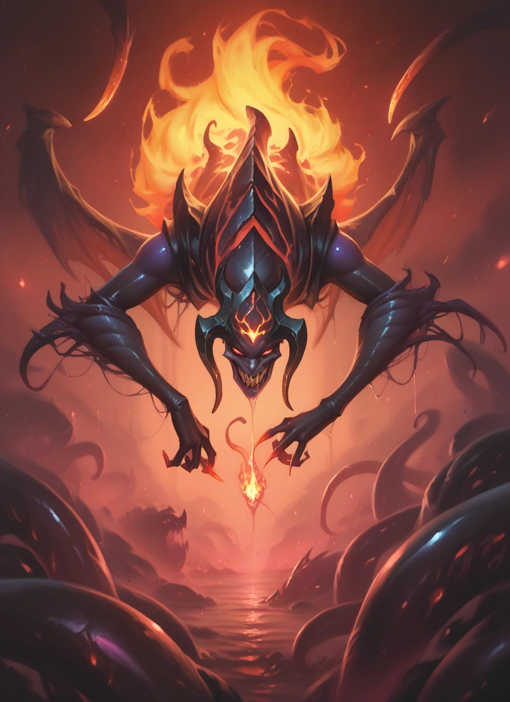 tentacles, fire, wings, solo, horns, tongue · Yamete.gg