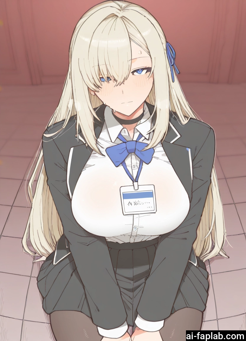 1girl, pantyhose, breasts, blue eyes, skirt, long hair
