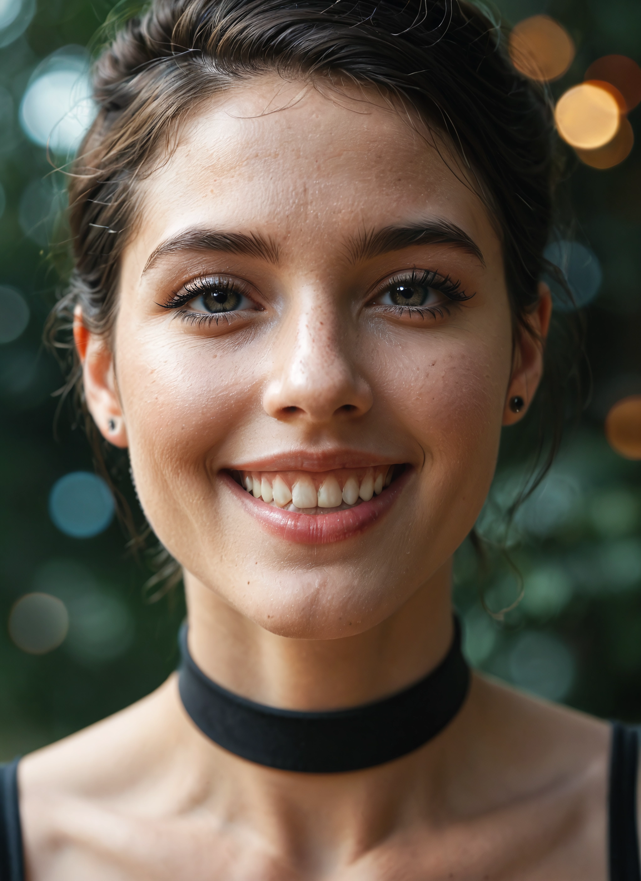 1girl, solo, choker, smile, teeth, looking at viewer · Yamete.gg