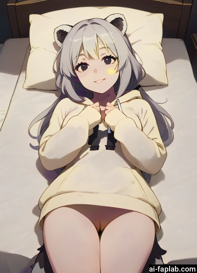 1girl, solo, animal ears, lying, on back, smile